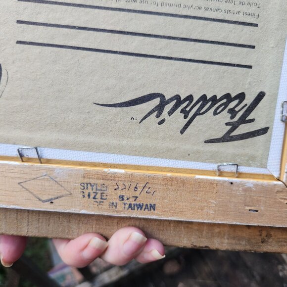 Original Signed Butterfly & Floral Oil Painting On Board In Vintage Faux Bamboo - Picture 8 of 8